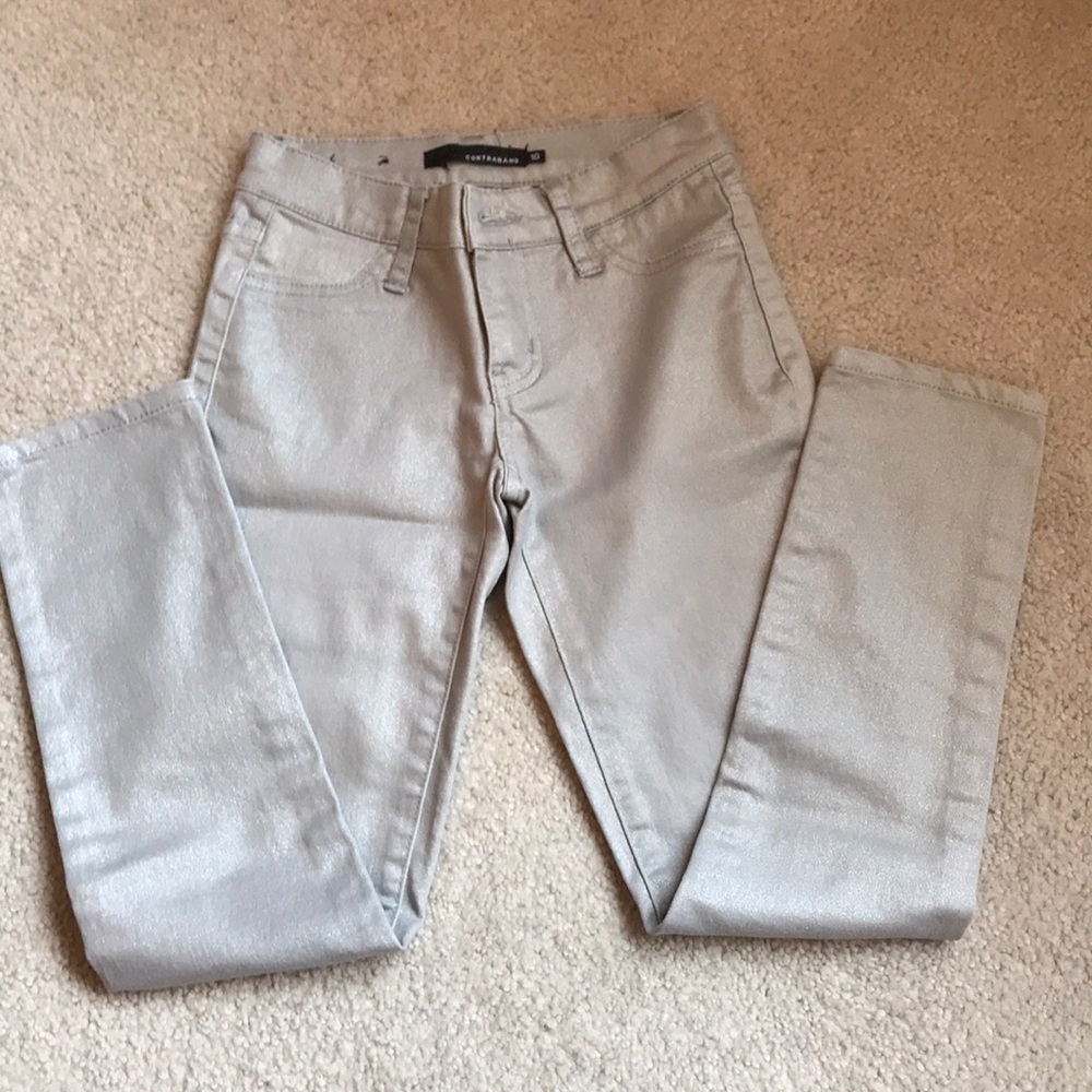 Girls iridescent silver jean